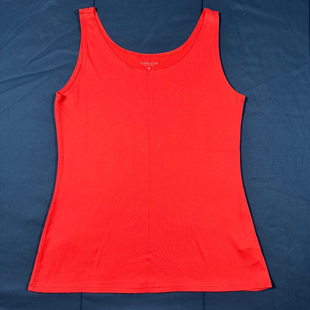 Van Heusen Bright Coral Silky Stretch Tank Top Womens Medium